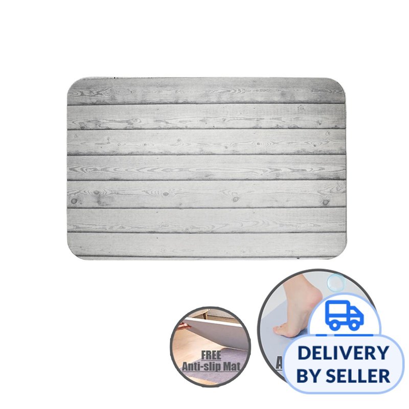 HOUZE Slatted Wood Diatomite Mat - Silver Grey 1 S