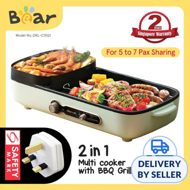 BEAR (DKL-C15G1) Steamboat with BBQ Grill 1 S