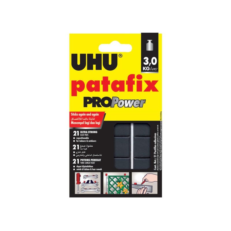 UHU Patafix Propower Removable Black Adhesive Pads (21 Pads)
