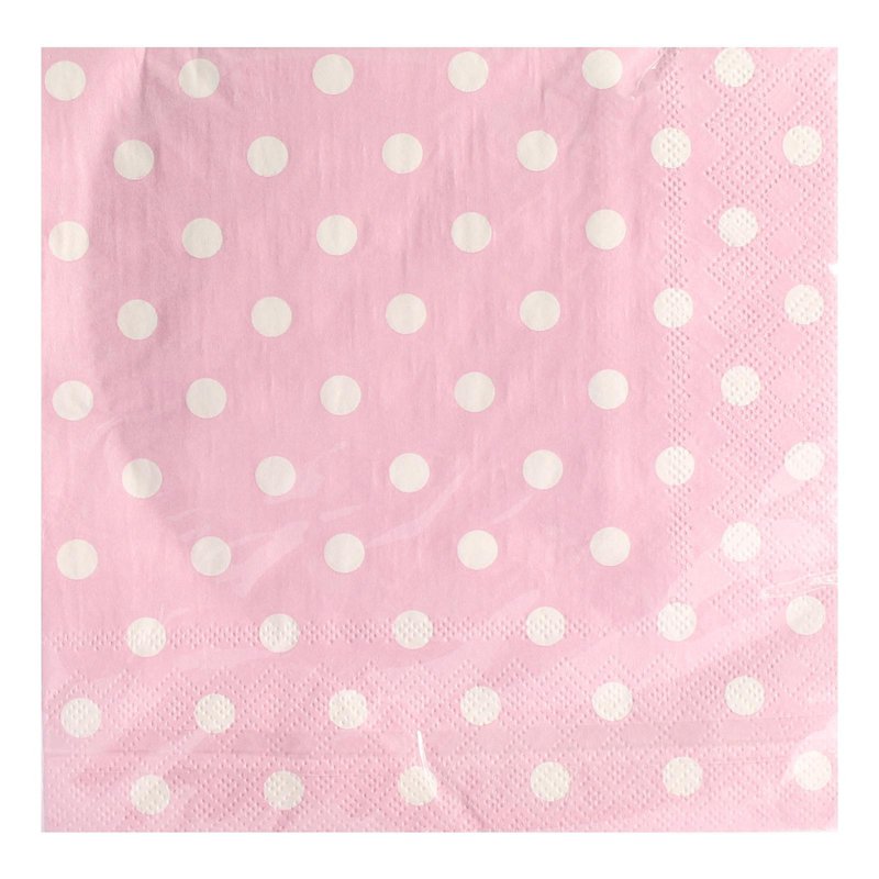 Partyforte 2-Ply Pink Polka Dot Paper Napkins 33x33Cm 20 S