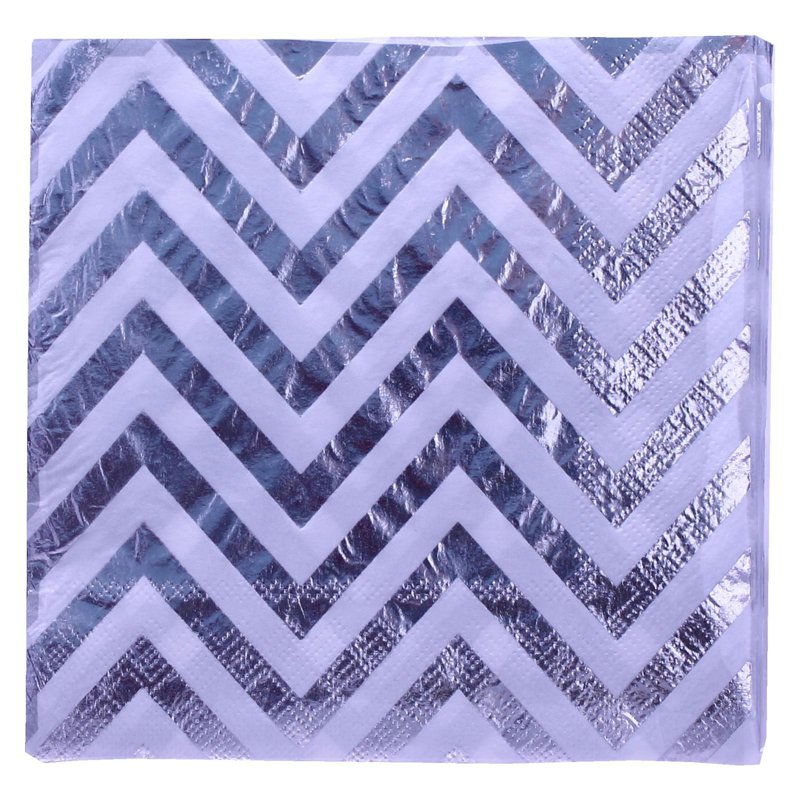 Partyforte Disposable Paper Tableware - Chevrons Silver Napki 20 S