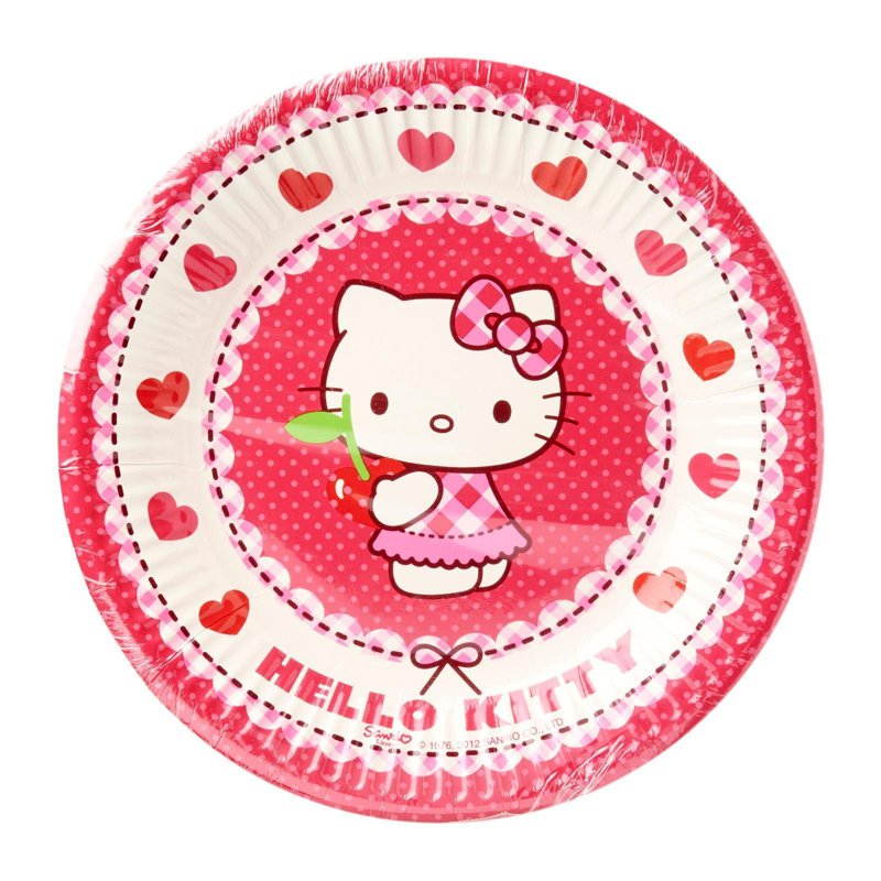 Disney Procos Hello Kitty Hearts Paper Plate 8 S