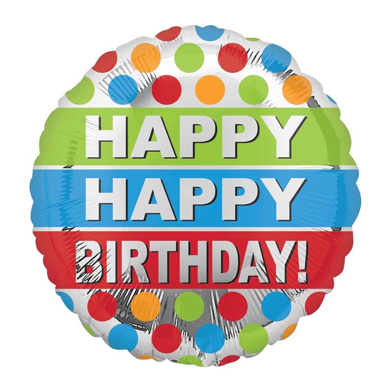 Anagram Happy Colorful Dots Birthday Foil Balloon