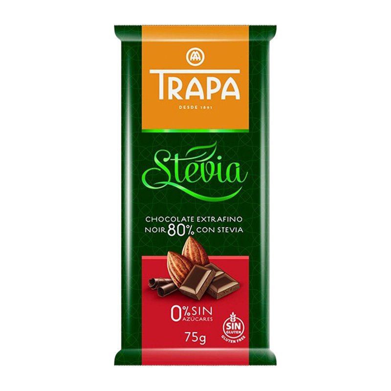 Trapa Sugar Free Dark Chocolate 80% with stevia