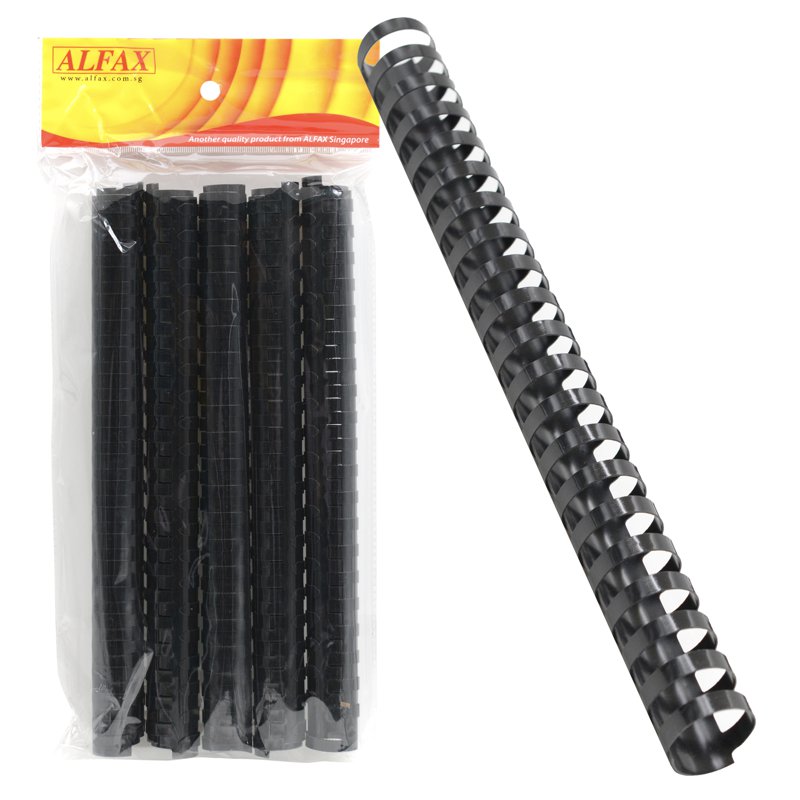Alfax 125BK Binding Ring 25mm 21Rings A4 - Black 10 S