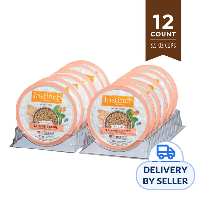 Instinct Minced Recipe Salmon Wet Cat Food Cups x 12 3.5 OZ