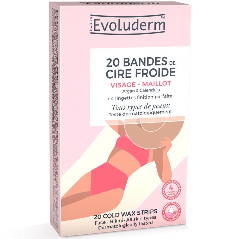 Evoluderm Hair Removal Cold Wax Strips Face and Bikini 20's 1 S