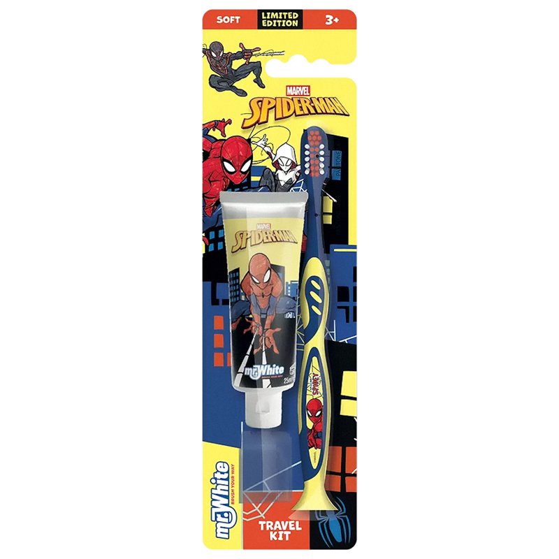 Mr White Spiderman Travel Kit Toothbrush With Toothpaste 1 S