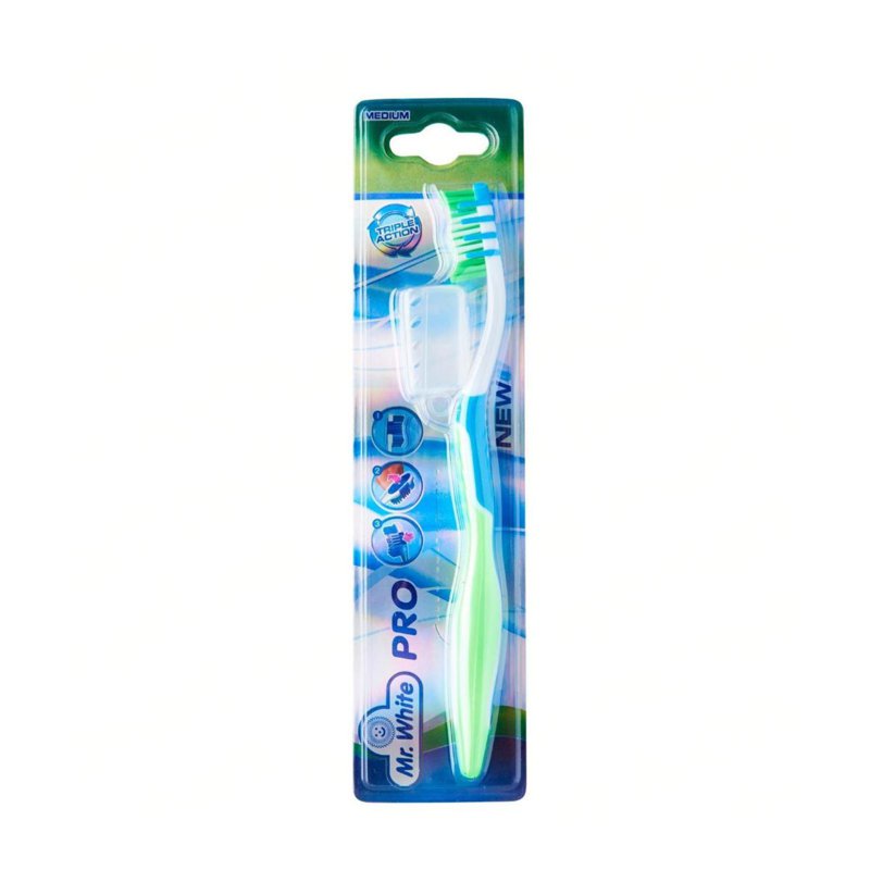 Mr White Pro Toothbrush With Cover Medium 1 S