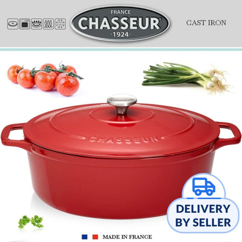 Chasseur Cast Iron Oval Casserole 33cm 7,1Ltr Red/Sand