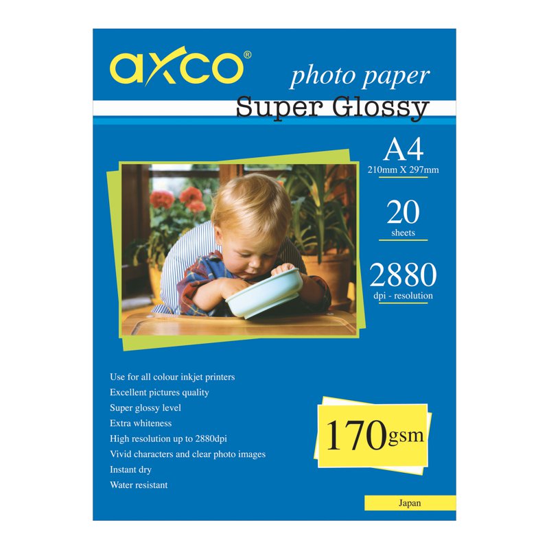 Axco Super Glossy Photo Paper A4 - 170gsm 20 S