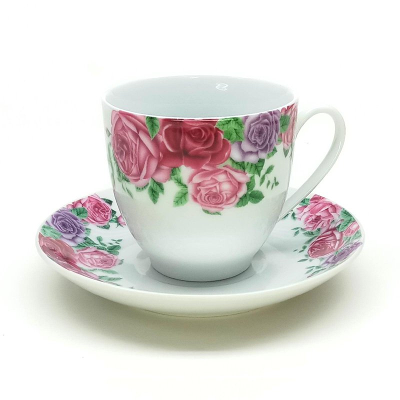 Caterina Rose 6 Oz Fine China Cup and Saucer (6Pair) Set 1 S
