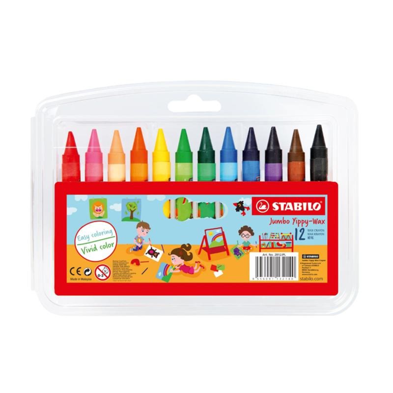 Stabilo Yippy Jumbo Wax Crayons 12 Colours 2812JPL