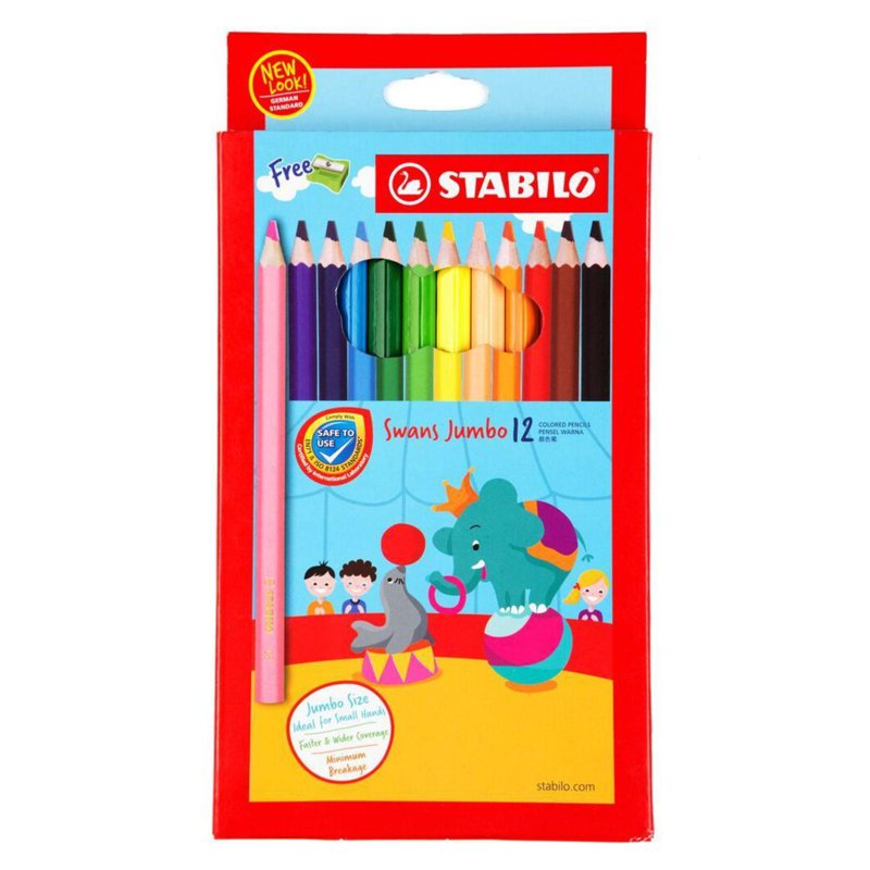 Stabilo Swans Jumbo 12 Colour Pencils 1877J