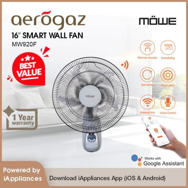 Mowe MW920F Smart Wifi Wall Fan Wifi 1 S