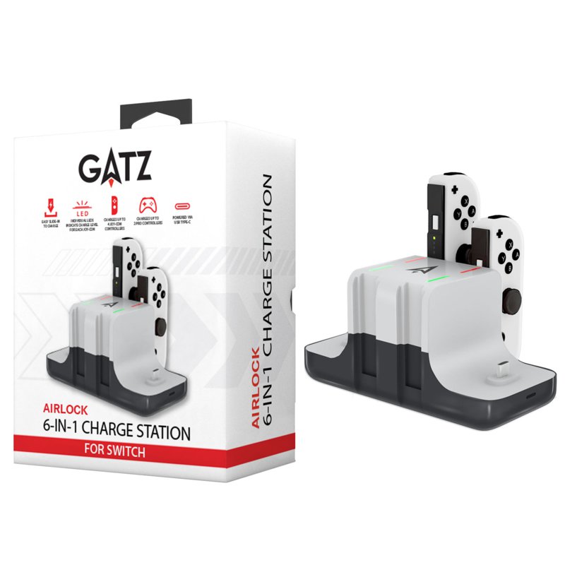 GATZ Airlock 6-in-1 Charging Station for Nintendo Switch 1 S