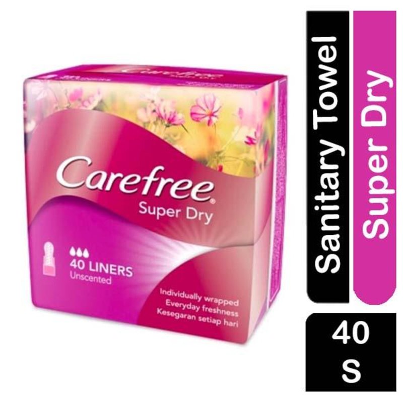 Carefree Super Dry Panty Liners Unscented Individually Wrappe 40 S