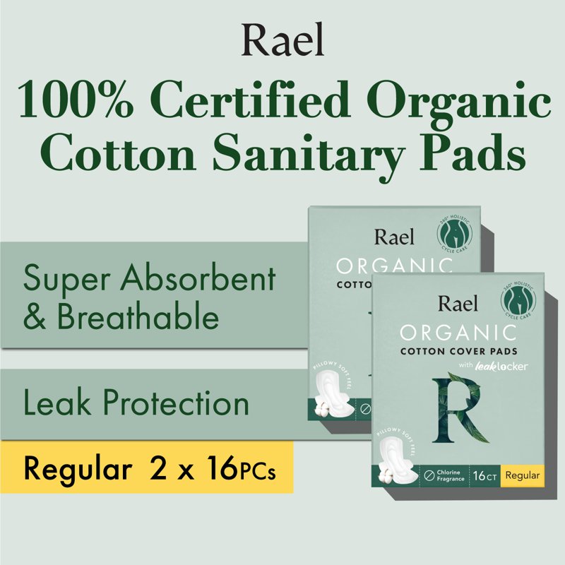 Rael Sanitary Pads Organic Cotton Cover - Regular 2 x 16 S