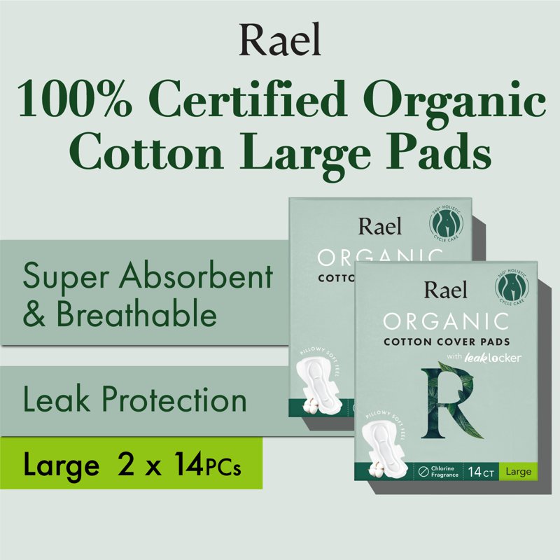 Rael Sanitary Pads Organic Cotton Cover - Large 2 x 12 S