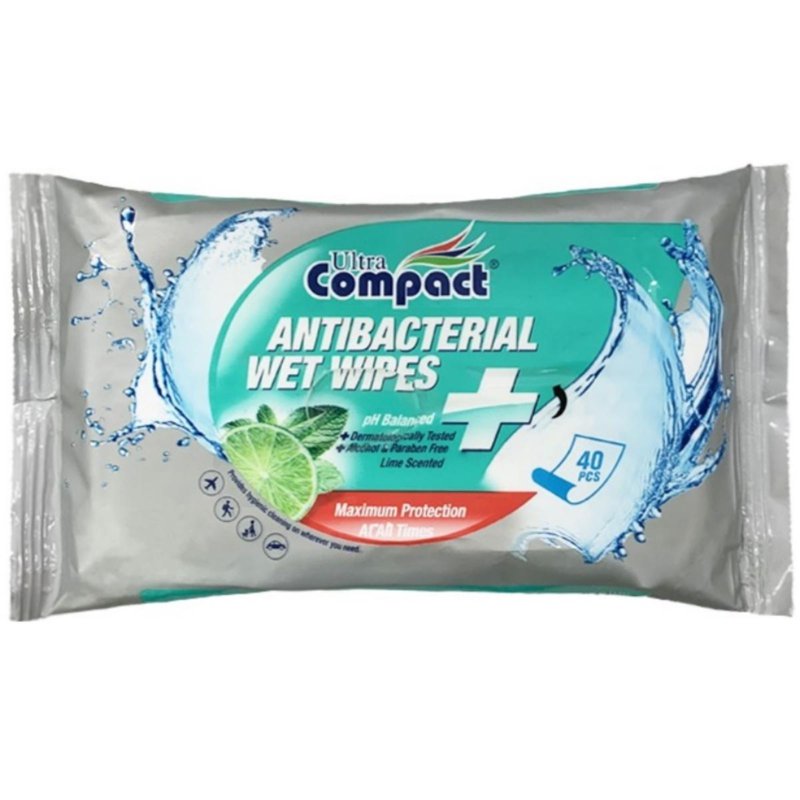 Ultra Compact Antibacterial Wet Wipes 40 S