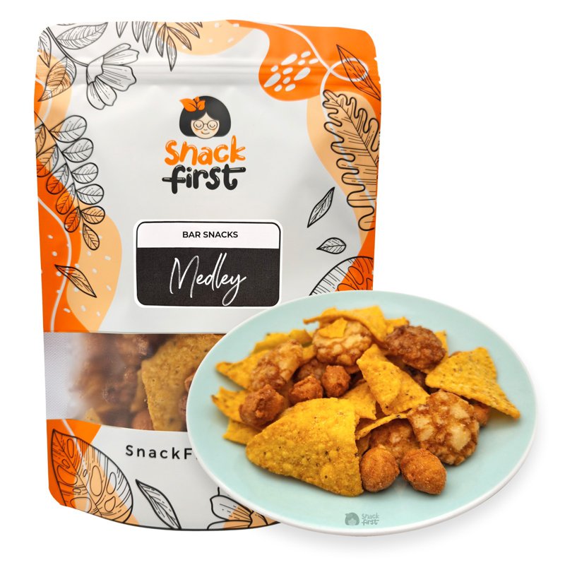 SnackFirst Bar Snacks Medley - Bbq Mixed Nuts and Crisps