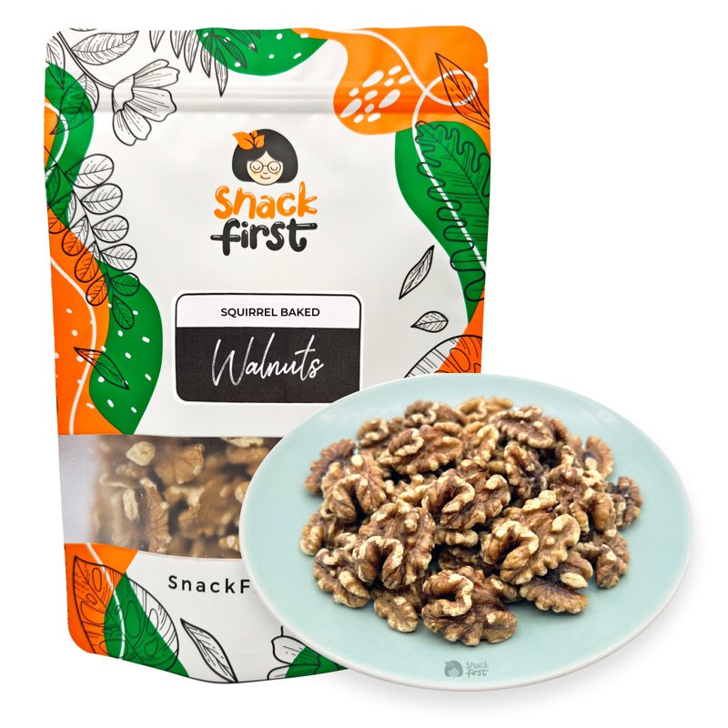 SnackFirst Squirrel Baked Walnuts - Unsalted Nuts