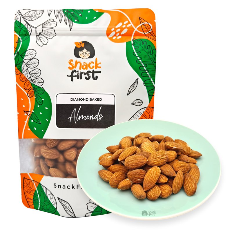 SnackFirst Diamond Baked Almonds - Unsalted Nuts