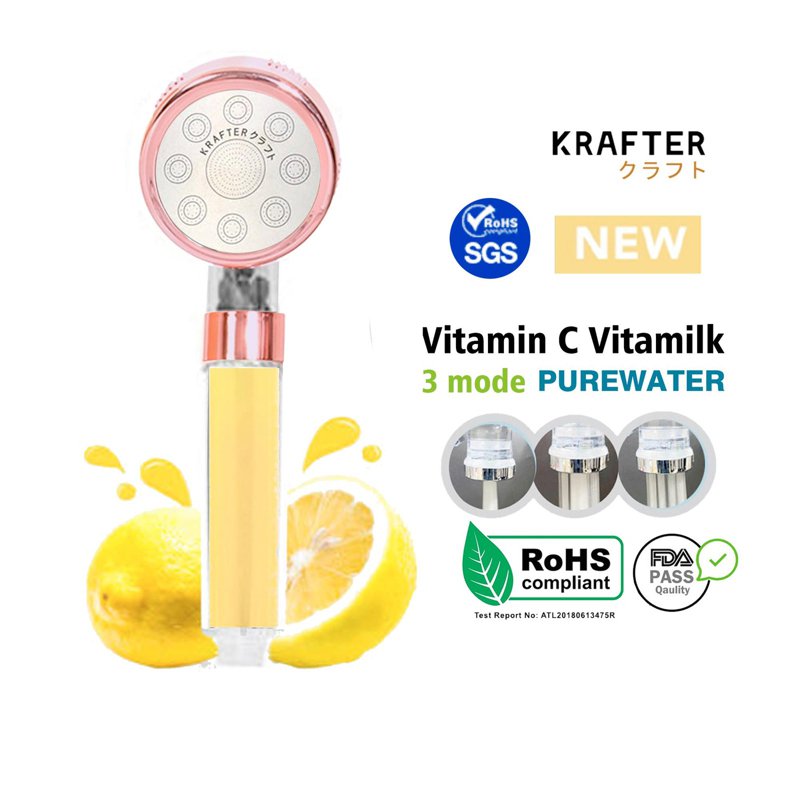 Krafter Lemon Vitamin C filter showerhead - Rosegold