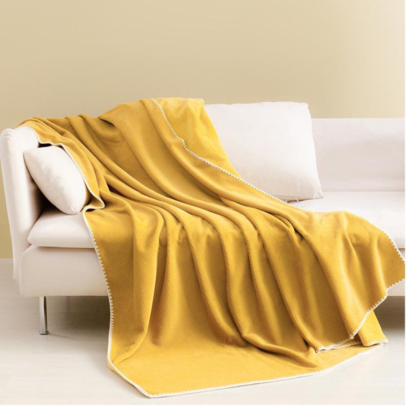 Sweet Home Waffle Flannel Fleece Blanket-Single(Yellow) 1 S