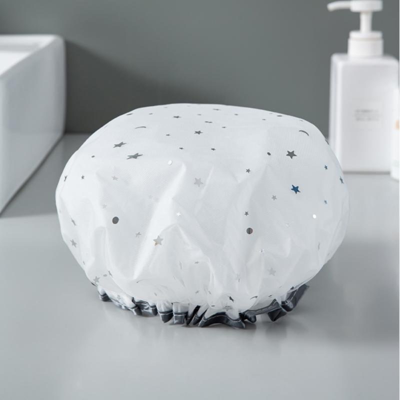 Sweet Home Double-layer Waterproof Shower Cap-Grey