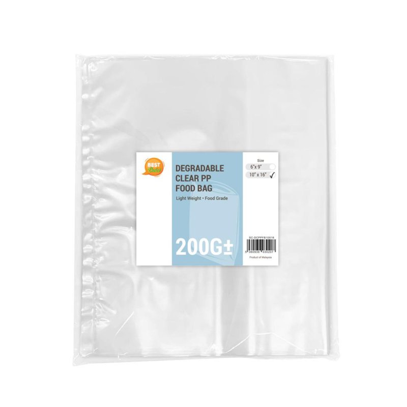 BEST Choice Degradable Clear PP Food Bag 10"X16" 200 G