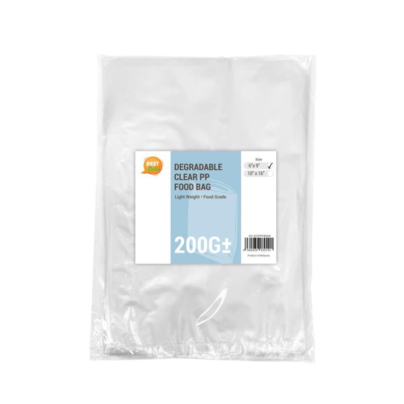 BEST Choice Degradable Clear PP Food Bag 6" X 9" 200 G