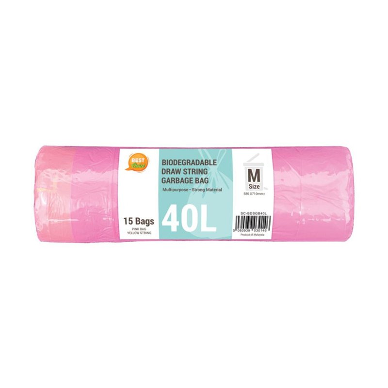 BEST Choice Biodegradable Draw String Garbage Bag (M) 40 L