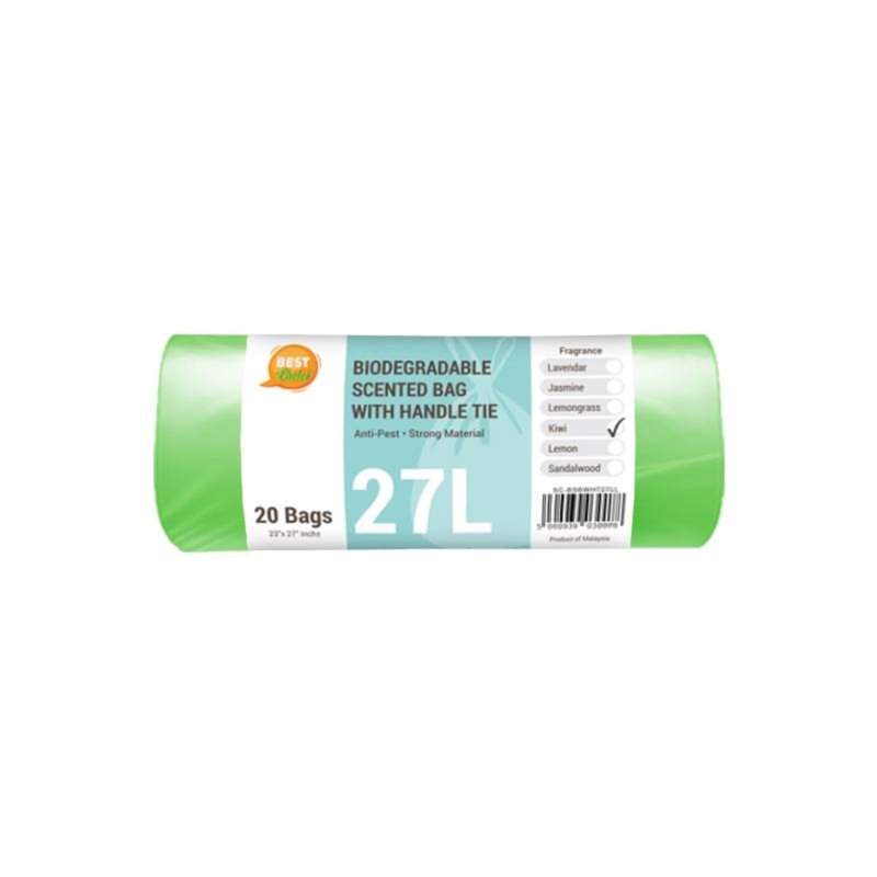 BEST Choice Kiwi Scented Bio Bag with Handles Tie 20 L