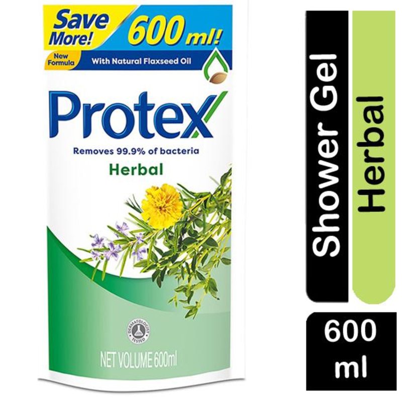 Protex Herbal Shower Gel Refill, Removes 99.9% Bacteria