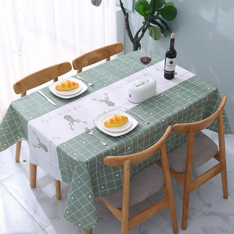 Sweet Home Waterproof Table Cloth-Green Elk