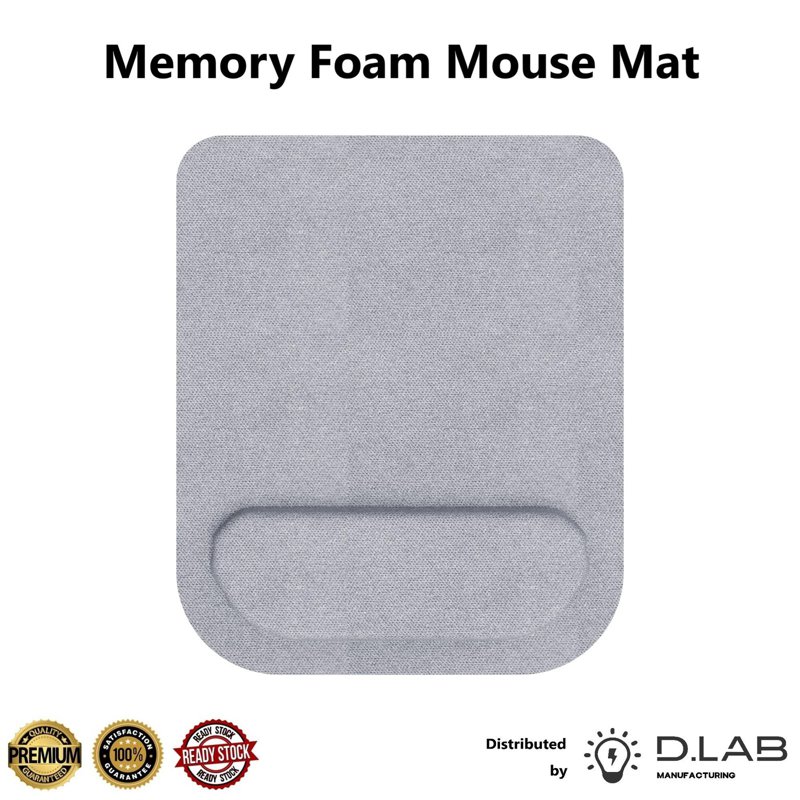 D.LAB Memory Foam Mouse Mat (NR9256) Light Grey 1 S