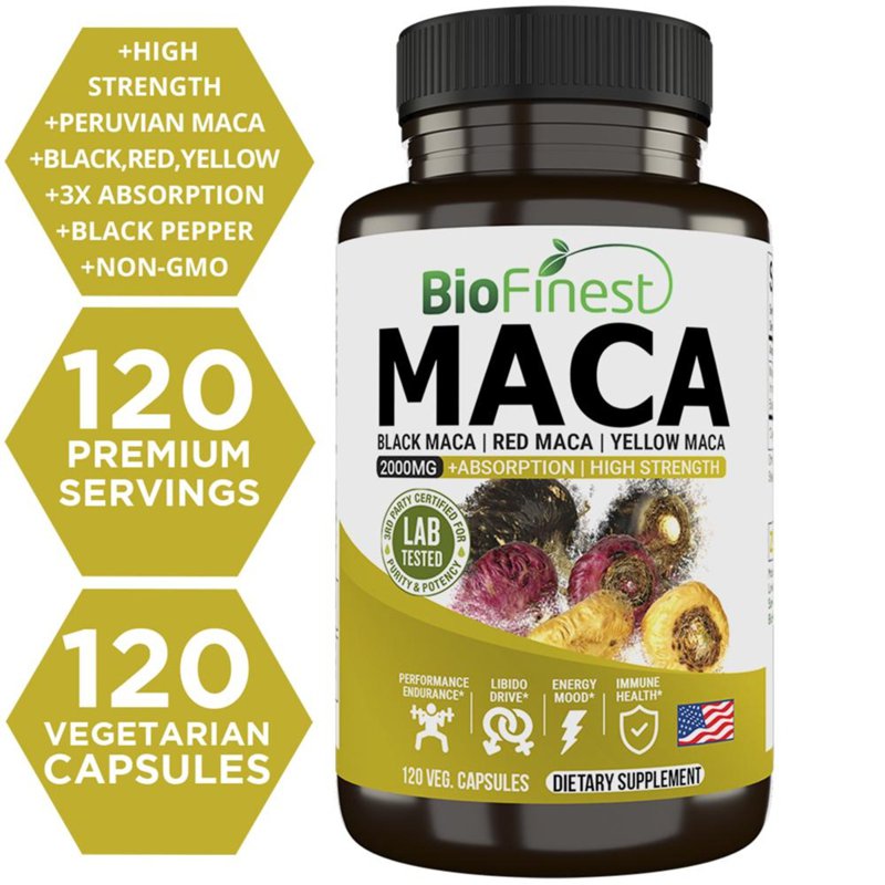 Biofinest Peruvian Maca Black Red Yellow Maca Supplement 120 S