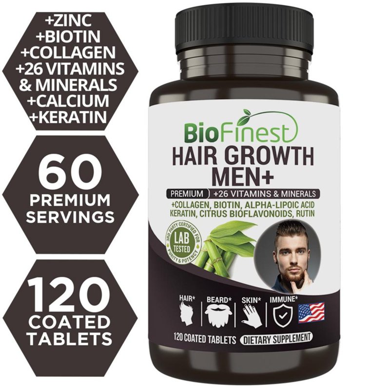 Biofinest Hair Growth Men Supplement 26 Vitamins A B C D E 120 S
