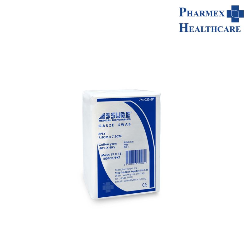 Assure Gauze Swab Non-Sterile 7.5cm X 7.5cm X 8-Ply 100 S