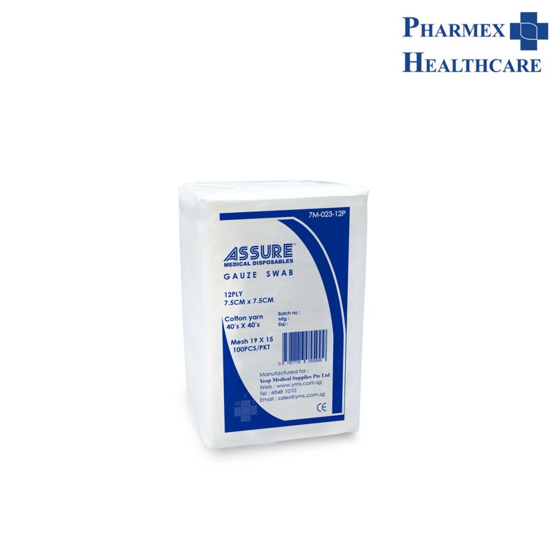 Assure Gauze Swab Non-Sterile 7.5cm X 7.5cm X 12-Ply 100 S