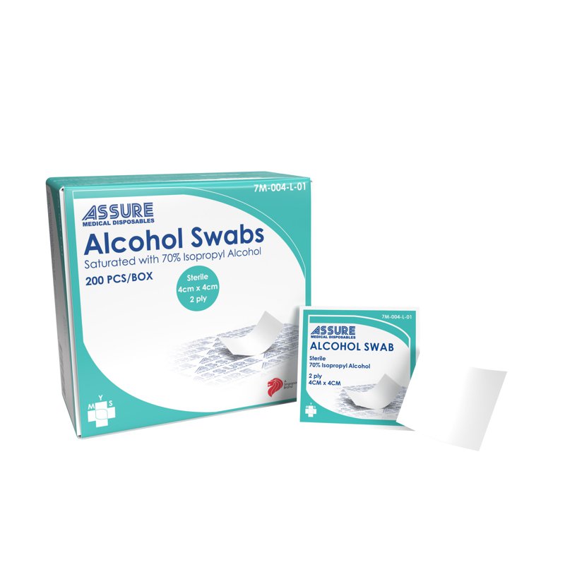 Assure Alcohol Swab Sterile, 2-Ply, 4cm x 4cm 200 S