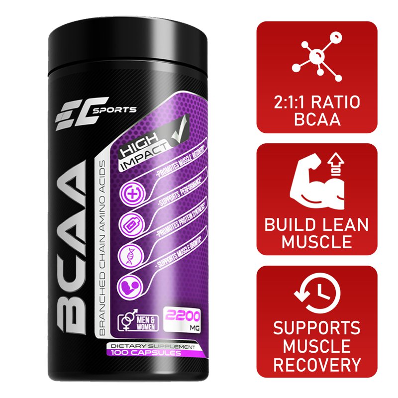 EC Sports BCAA Capsules Branched Chain Amino Acid Muscle 100 S