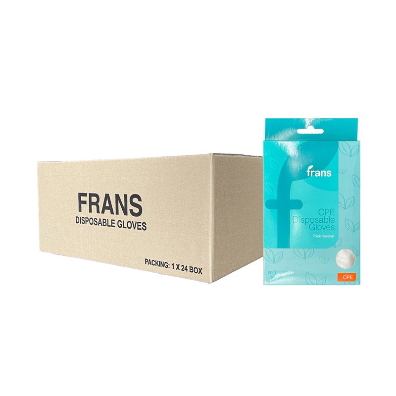 Frans Carton Disposable CPE Gloves 24 S