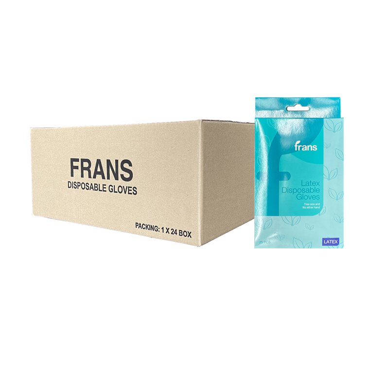 Frans Carton Disposable Latex Gloves 24 S
