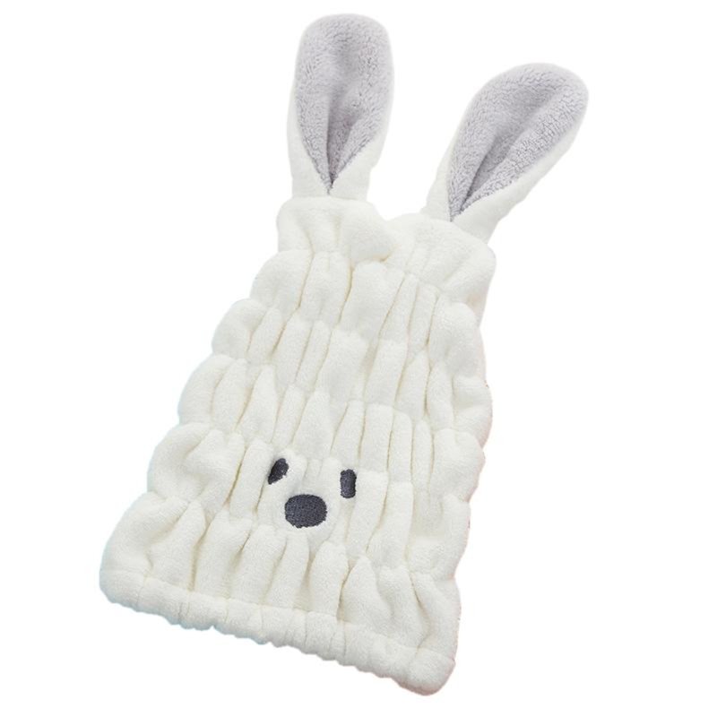 Sweet Home Cartoon Bunny Hair Drying Towel Cap-White