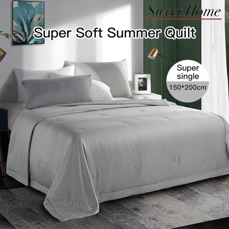 SWEET HOME Plain Color Super Soft Summer Quilt - SS (Grey) 1 S