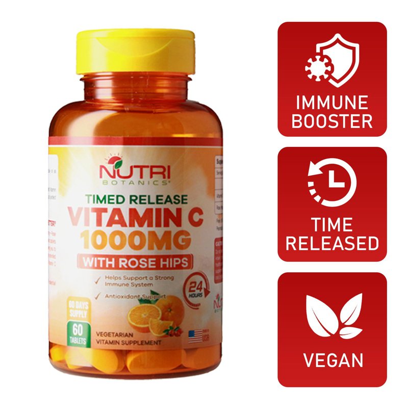 Nutri Botanics Vitamin C 1000mg Time Release with Rose Hip 60 S
