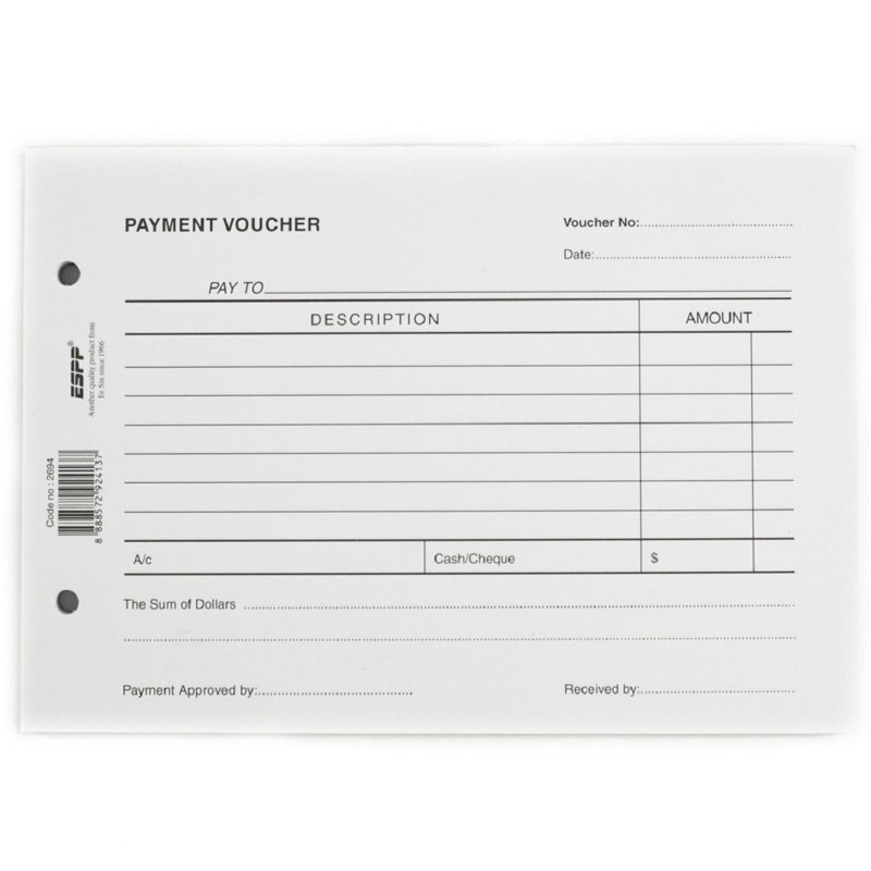 ESPP White Payment Voucher Pad of 100 3 S