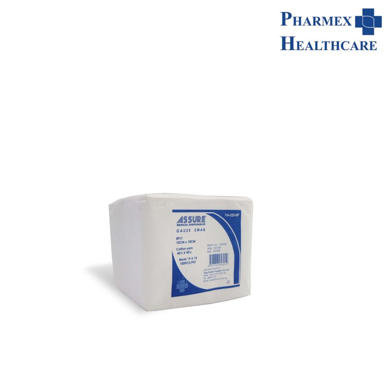 Assure Gauze Swab Non-sterile, 10cm x 10cm, Mesh 19x15, 8 Ply 100 S